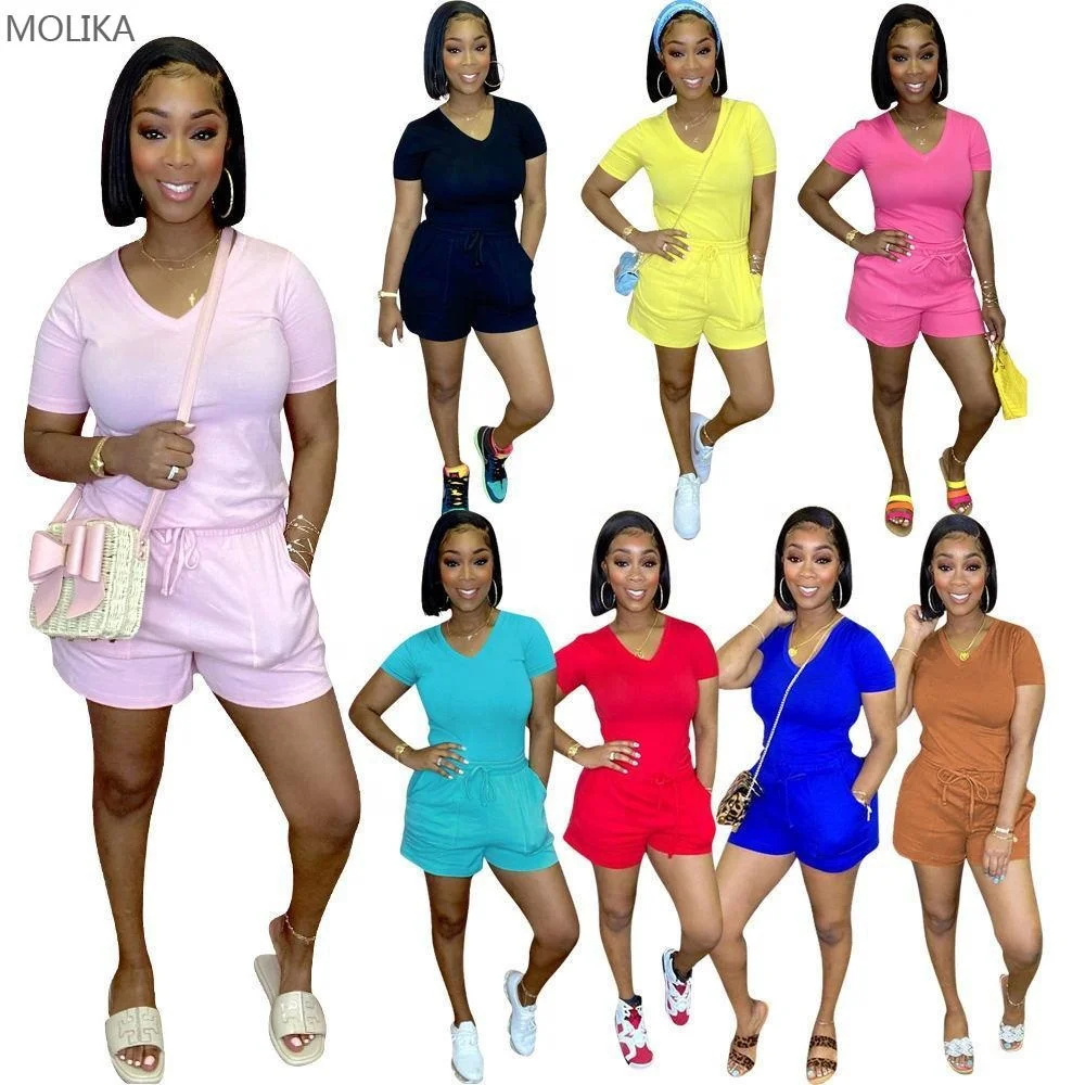 356 Hot selling woman clothing solid color 2 piece short set casual neon clothing short pants two piece women summer sets 2021
356 Hot selling woman clothing solid color 2 piece short set casual neon clothing short pants two piece women summer sets 2021