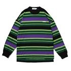 Unisex New Designs Printed O-Neck Streetwear Oversized Stripe Pullover Mens Hoodies Long Sleeve T-shirts