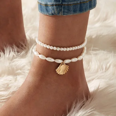 Dainty Retro Double Layer Pearl Ankle Bracelet Imitation Pearl Gold Plated Pendant Shell Anklet For Women
Dainty Retro Double Layer Pearl Ankle Bracelet Imitation Pearl Gold Plated Pendant Shell Anklet For Women