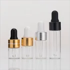 Acid Etch 3ml Small Clear Glass Essential Oil Bottle With Golden Cap Dropper