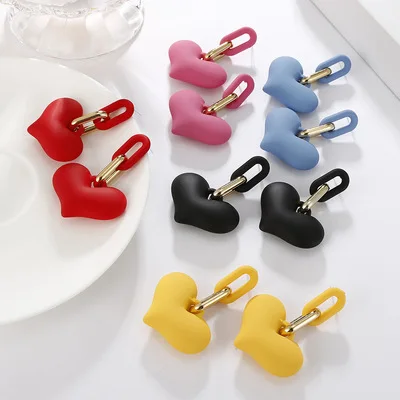 Korean Sweet Style Candy Color Link Chain Earrings Multi Color Paint Love Heart Dangle Earrings For Women Girls
Korean Sweet Style Candy Color Link Chain Earrings Multi Color Paint Love Heart Dangle Earrings For Women Girls