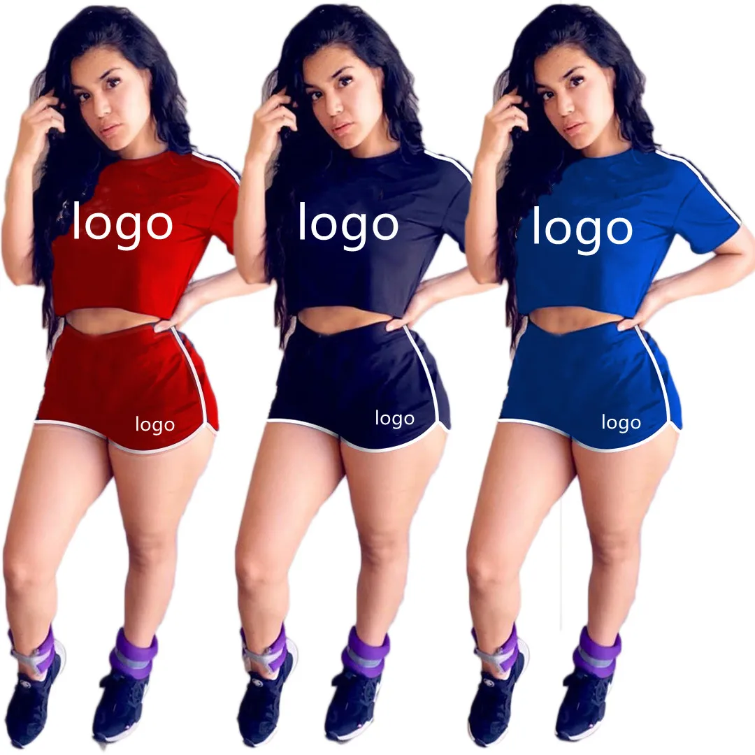 2021 women casual short sleeve t shirt and short pants two 2 piece set summer solid black color ladies clothing outfits, Customized color
2021 women casual short sleeve t shirt and short pants two 2 piece set summer solid black color ladies clothing outfits, Customized color