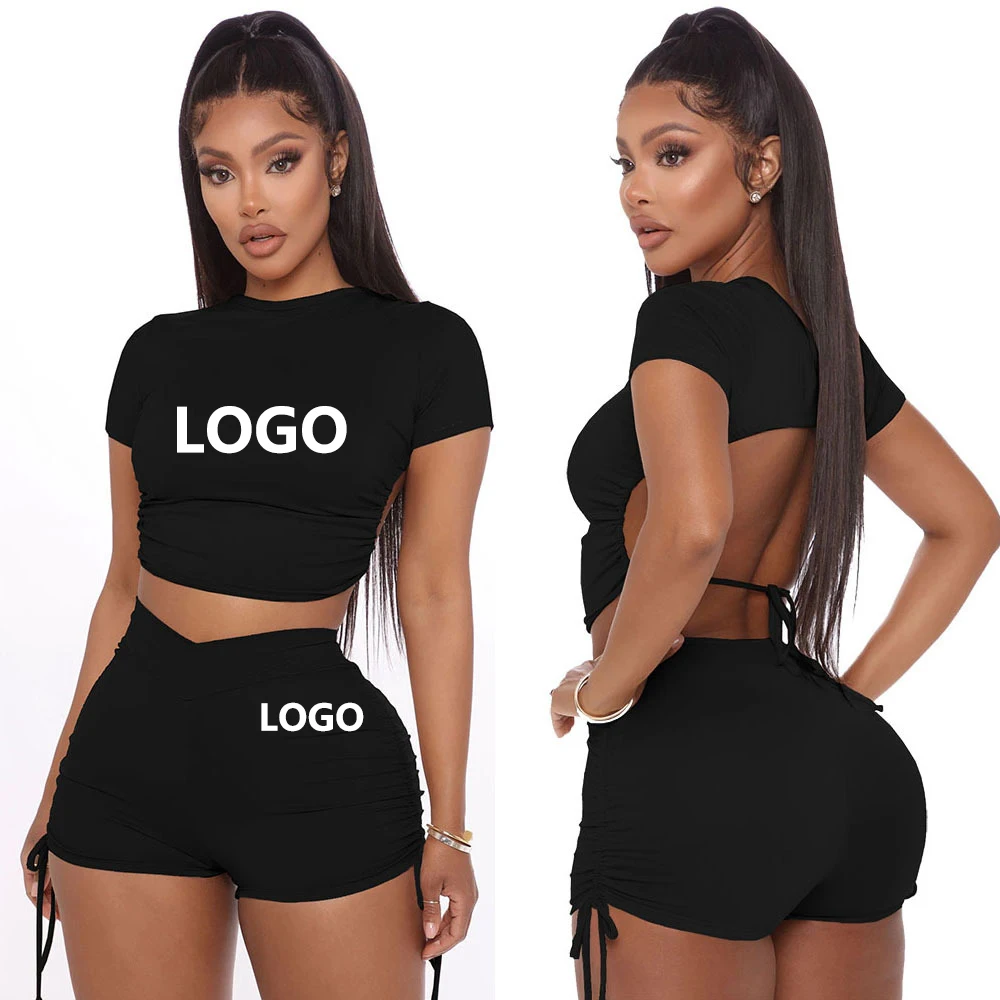 2022 Summer Outfits Custom Logo Women 2 Piece Biker Shorts Sets Backless Crop Top Drawstring Short Two Piece Set, Picture color
2022 Summer Outfits Custom Logo Women 2 Piece Biker Shorts Sets Backless Crop Top Drawstring Short Two Piece Set, Picture color