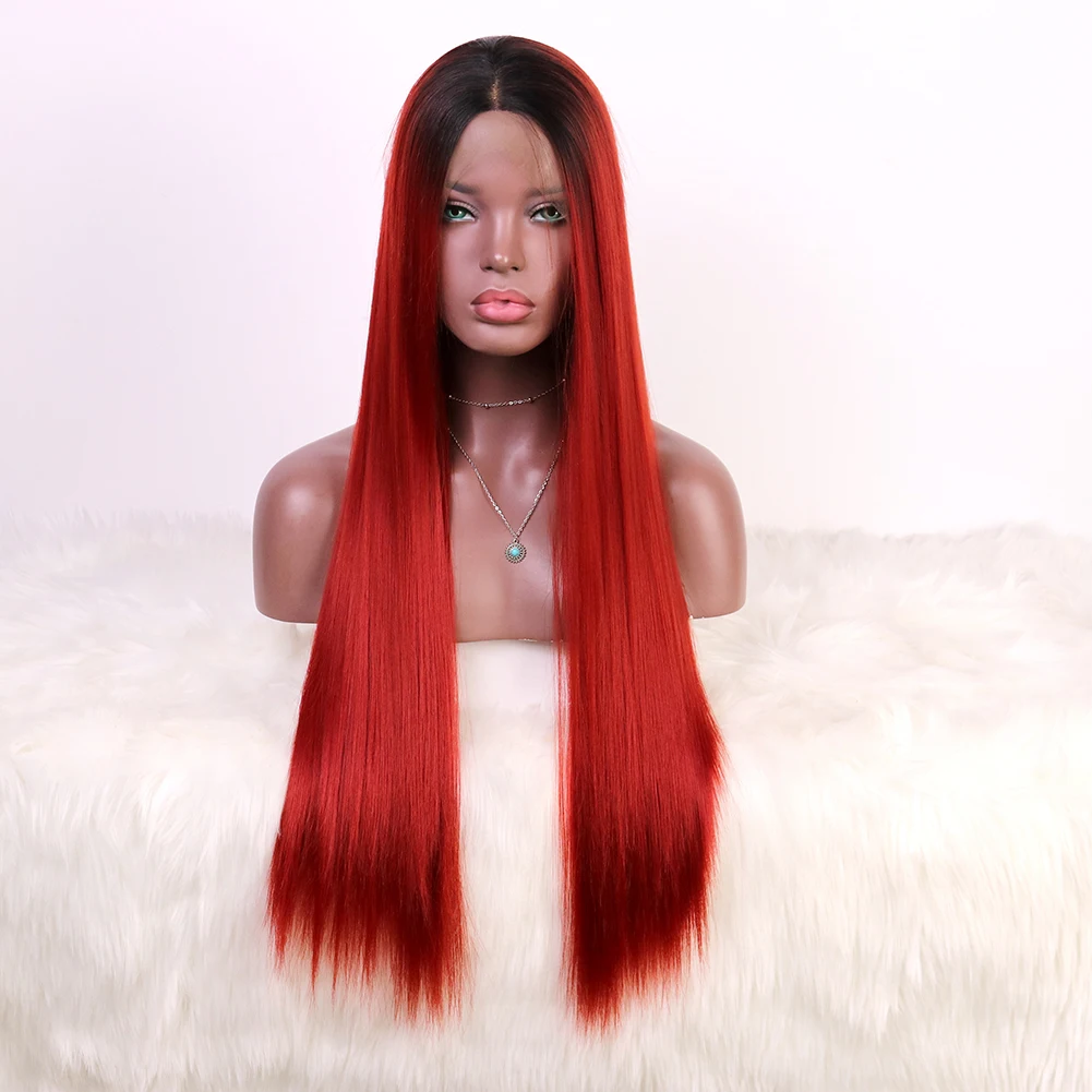 Synthetic Lace Wig Straight Long Black Ombre Red Prelace Front Wig High Quality Soft Wig Enthusiastic Red Halloween Party
Synthetic Lace Wig Straight Long Black Ombre Red Prelace Front Wig High Quality Soft Wig Enthusiastic Red Halloween Party