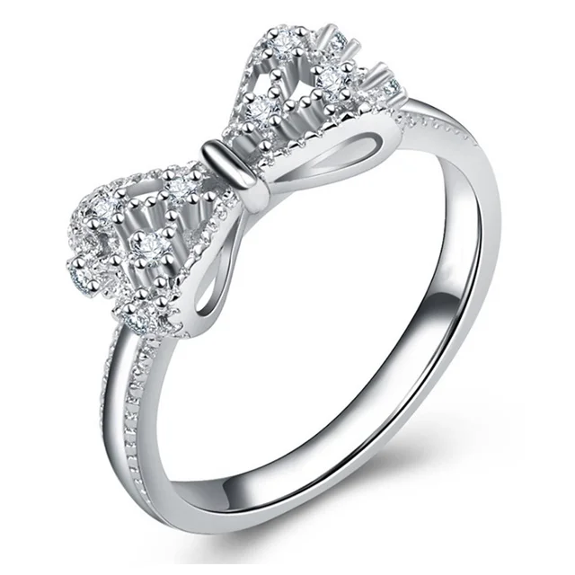 Luxury Bling Zircon Platinum Plating Bow-knot Rings Jewelry for Women Wedding Engagement Silver Color Butterfly Ring
Luxury Bling Zircon Platinum Plating Bow-knot Rings Jewelry for Women Wedding Engagement Silver Color Butterfly Ring
