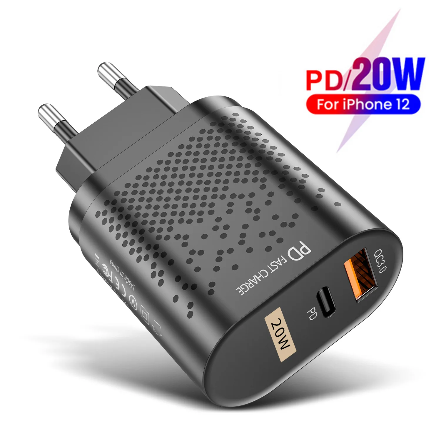 20W PD Dual USB Quick Charger Adapter For iPhone 12 Pro Max XR X Xs Fast Charging EU US UK Plug Travel PD charger port, Silver
20W PD Dual USB Quick Charger Adapter For iPhone 12 Pro Max XR X Xs Fast Charging EU US UK Plug Travel PD charger port, Silver