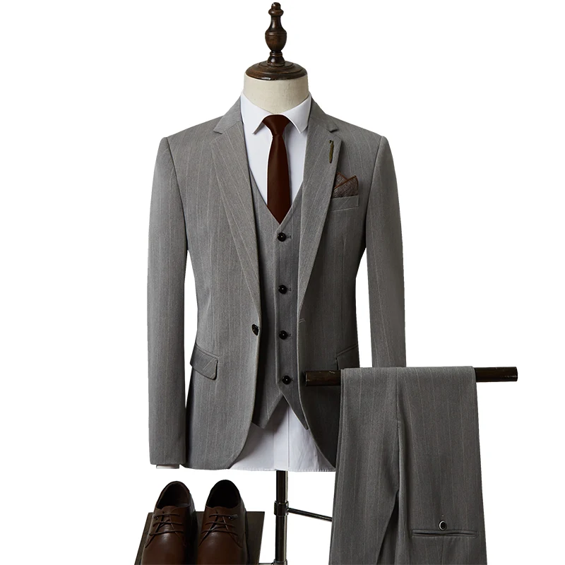 2021 Designs 3 Pieces Gentleman Stripe One Button Business Formal Slim Fit Single Breast Party Dress Wedding Prom Suits For Mens, Customized color
2021 Designs 3 Pieces Gentleman Stripe One Button Business Formal Slim Fit Single Breast Party Dress Wedding Prom Suits For Mens, Customized color