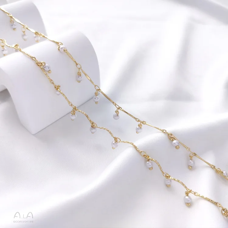 14k Gold Plated Metal Brass Jewelry Chain Flat Stick Flower Bending Stick Hanging Pearls Chain Roll Jewelry
14k Gold Plated Metal Brass Jewelry Chain Flat Stick Flower Bending Stick Hanging Pearls Chain Roll Jewelry