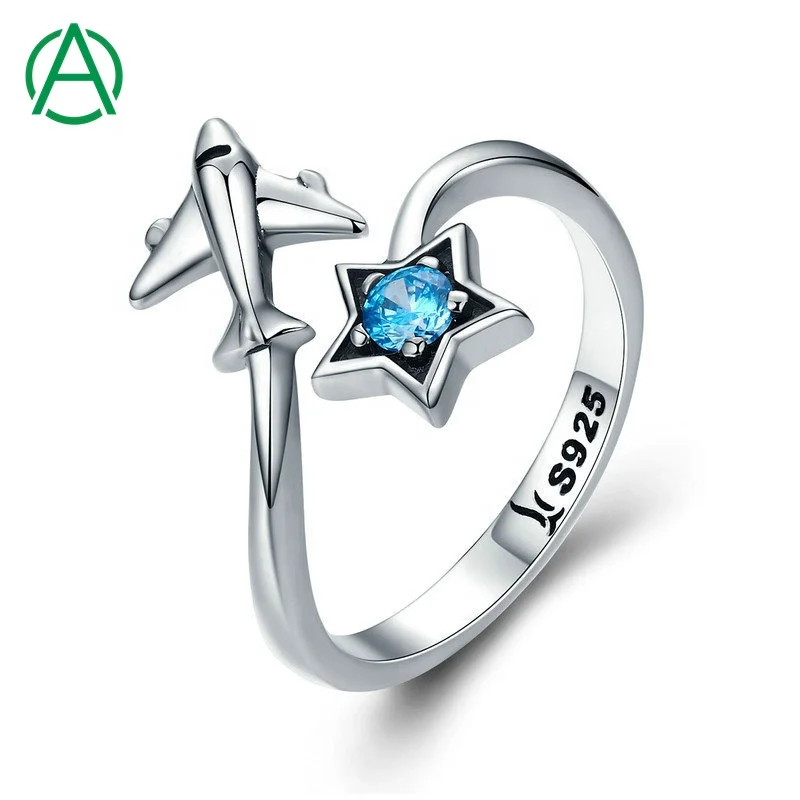 ArthurGem Fashion women ring jewelry airplane adjustable silver blue pentagram cz stone ring for women girls
ArthurGem Fashion women ring jewelry airplane adjustable silver blue pentagram cz stone ring for women girls