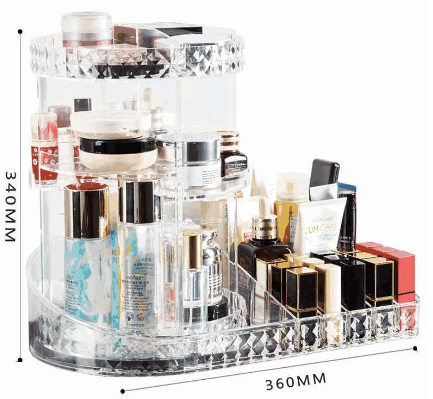 

Cosmetic storage box transparent rotating desktop acrylic dressing table lipstick skin care product rack, Multi color