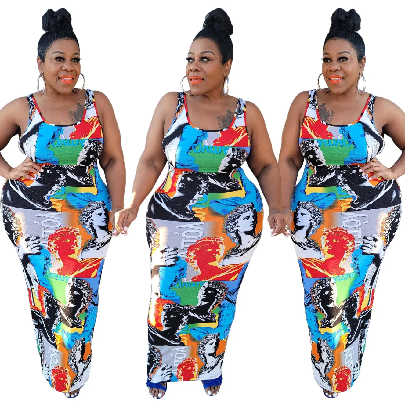 2021 Fashion Sexy Printed Sleeveless Bodycon Women Dresses Large Size Bodycon Maxi Sundresses Fat Ladies Stretch Maxi Dress, Can be customized
2021 Fashion Sexy Printed Sleeveless Bodycon Women Dresses Large Size Bodycon Maxi Sundresses Fat Ladies Stretch Maxi Dress, Can be customized