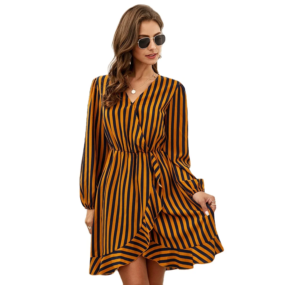 QC3296 Hot sale casaul long sleeve striped print midi dresses for women office lady vestidos mujer
QC3296 Hot sale casaul long sleeve striped print midi dresses for women office lady vestidos mujer