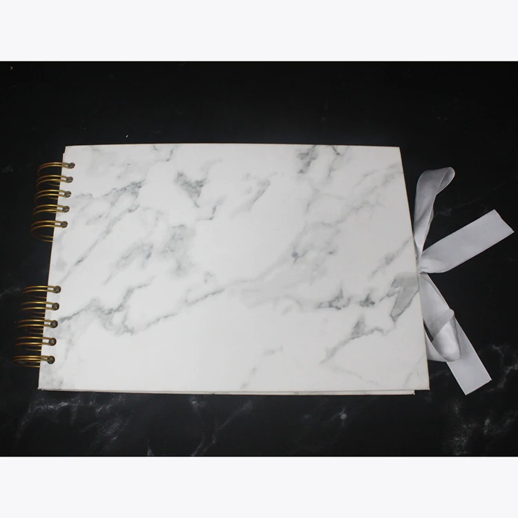20 White Paper Pages Marble PU Leather Cover Scrapbook Album for Photo