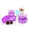 Popular color 5pcs different size glass bowl set,glass bowl with lid,fresh glass bowl