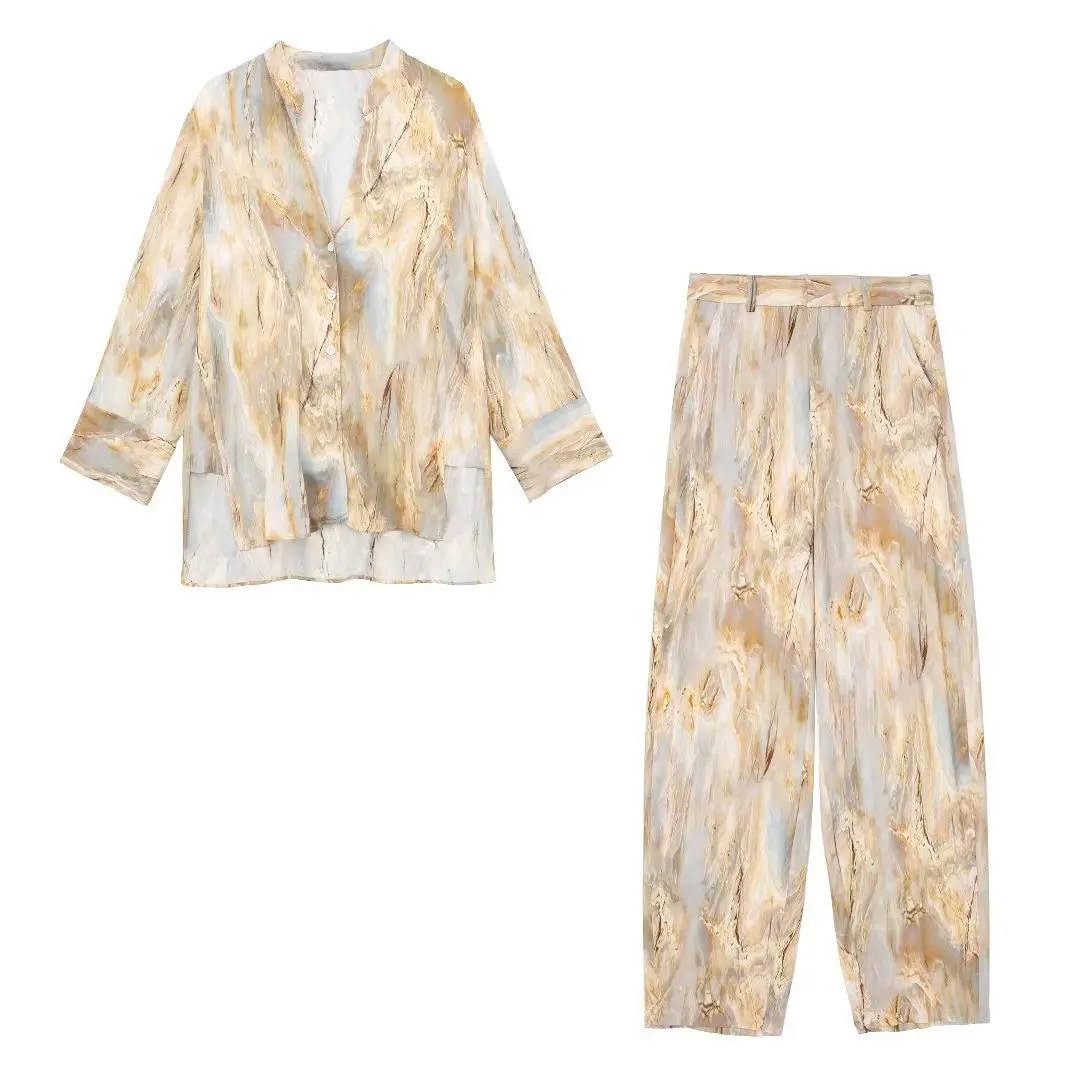 Wholesale 2023 Spring New Women's Wear European and American Asymmetric Tie Dyed Shirts High Waist Straight Trousers Women's Set
Wholesale 2023 Spring New Women's Wear European and American Asymmetric Tie Dyed Shirts High Waist Straight Trousers Women's Set