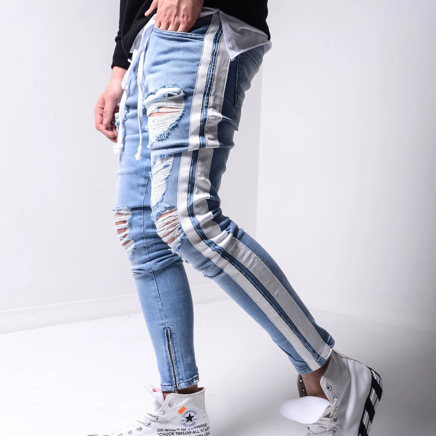 

YD - 1970 Wholesale street fashion 2021 mens ripped skinny jeans denim retro classic washed plus size jeans pant