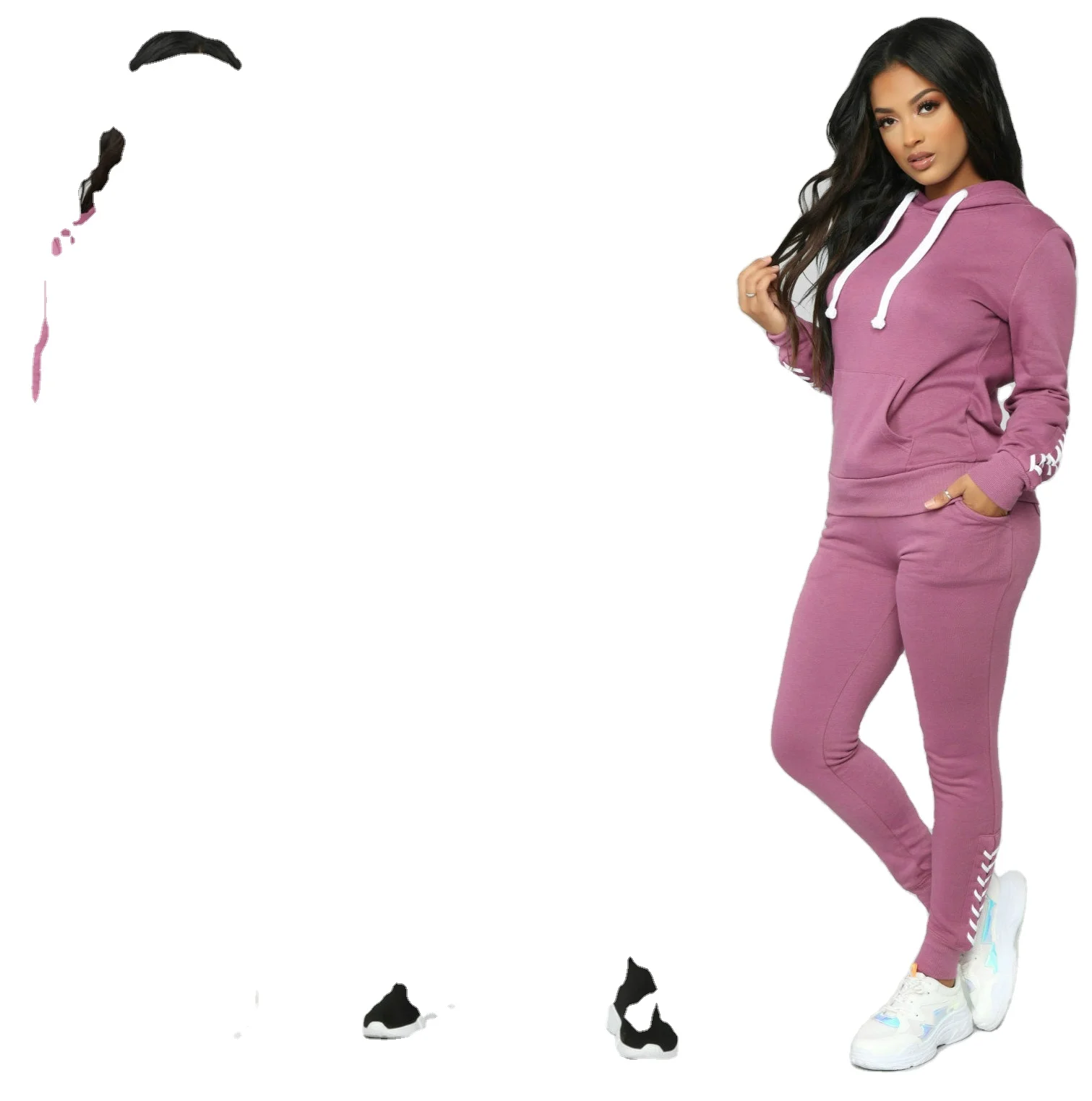 Wholesale Womens Clothing High Quality Custom Long Sleeve Womens solid Top Pullover Hoodies two-piece fleece tracksuit
Wholesale Womens Clothing High Quality Custom Long Sleeve Womens solid Top Pullover Hoodies two-piece fleece tracksuit
