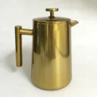 Portable Brass French Press Stainless Steel Coffee Maker