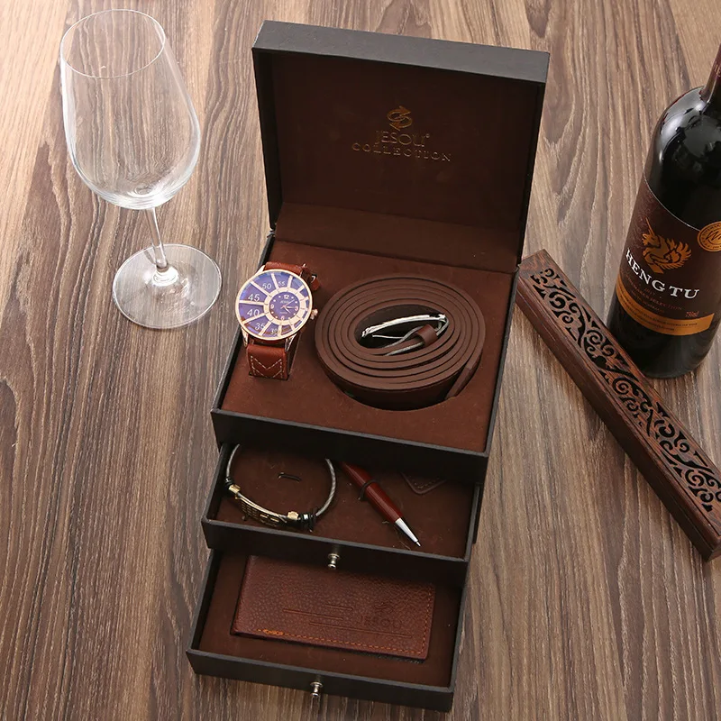 Fashion Luxury Men's Watch Set 6pcs /set Fine Bracelet Leather Belt Wallet Bag Business Gift Set Men's Quartz Watch Jewelry Gift, 2 colors
Fashion Luxury Men's Watch Set 6pcs /set Fine Bracelet Leather Belt Wallet Bag Business Gift Set Men's Quartz Watch Jewelry Gift, 2 colors