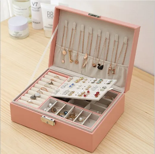 New Double-Layer leatherJewelry Box multi-function Jewelry Storage Box Large volume Jewelry Holder Gift Box, Optional
New Double-Layer leatherJewelry Box multi-function Jewelry Storage Box Large volume Jewelry Holder Gift Box, Optional