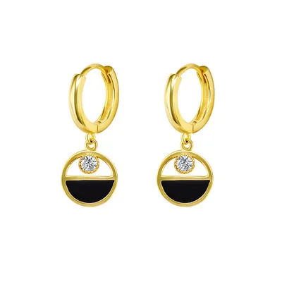 S925 Sterling Silver Needle CZ Zircon Enamel Hoop Earrings Black Dripping Oil Zirconia Dangle Drop Earrings
S925 Sterling Silver Needle CZ Zircon Enamel Hoop Earrings Black Dripping Oil Zirconia Dangle Drop Earrings