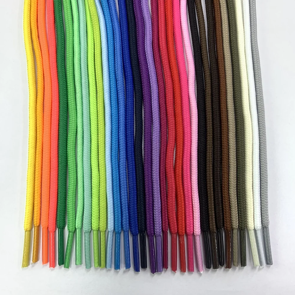 

Custom Fashion Good Quality Half Round Shoe Lace 4mm Wide 0.5m 1m 1.8m 2.2m Length Wholesale Custom Round Shoelaces, As picture