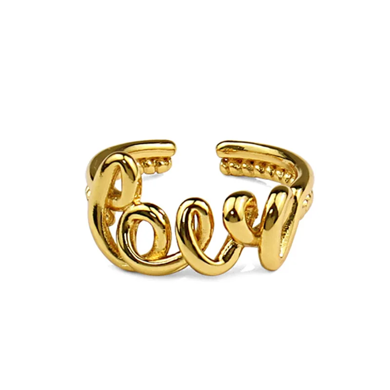 Fashion LOVE Letters Design Women Ring Opening Adjustable Ring Jewelry Accessories Gold Color Copper Plated Female Ring, Gold and white ring
Fashion LOVE Letters Design Women Ring Opening Adjustable Ring Jewelry Accessories Gold Color Copper Plated Female Ring, Gold and white ring