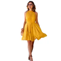2019 Hot selling Amazon solid color sweet summer sleeveless pleated mini dress women clothing dress casual
2019 Hot selling Amazon solid color sweet summer sleeveless pleated mini dress women clothing dress casual