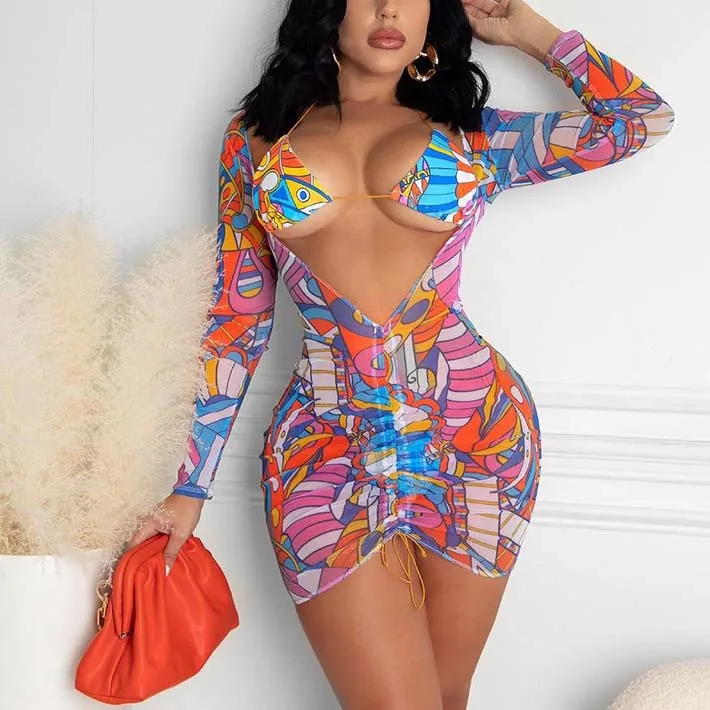 FS4369D summer Mesh Print Long Sleeve Bodycon skirts Women Two Pieces Matching Sets Sexy Beach Outfits Vacation dress
FS4369D summer Mesh Print Long Sleeve Bodycon skirts Women Two Pieces Matching Sets Sexy Beach Outfits Vacation dress