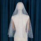 One Layers White High Quality Wedding Veils With Pearl Soft Bride Veils For Women