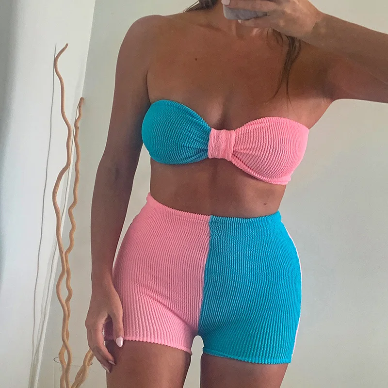 New 2021 Summer Sexy Open Back Chest Wrap Slim Fit Hit Color Women Two Piece Short Set
New 2021 Summer Sexy Open Back Chest Wrap Slim Fit Hit Color Women Two Piece Short Set