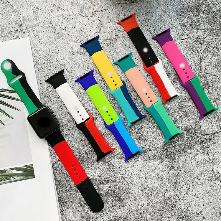 Rubber Tricolor Silicone Sport Strap For Apple Watch Strap For Apple Watch Band 38mm 42mm Watch Bands
Rubber Tricolor Silicone Sport Strap For Apple Watch Strap For Apple Watch Band 38mm 42mm Watch Bands
