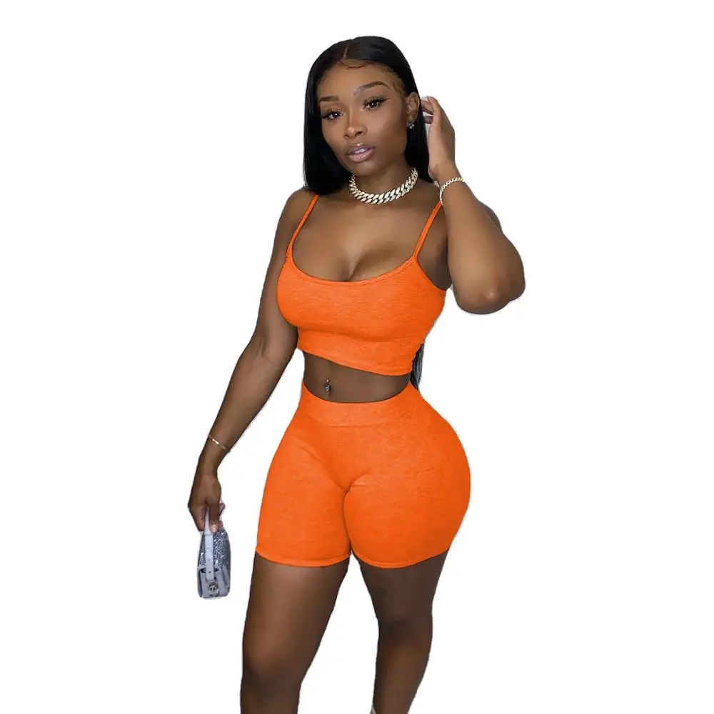 2021 European and American women's summer new pure color sleeveless halter vest casual shorts set
2021 European and American women's summer new pure color sleeveless halter vest casual shorts set