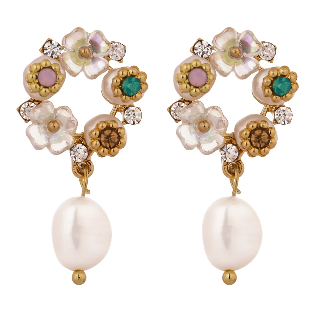 JINYOU Korean Cute Cubic Zircon Earrings Jewelry Fresh Water Pearl Flower Stud Earrings for Women, Gold
JINYOU Korean Cute Cubic Zircon Earrings Jewelry Fresh Water Pearl Flower Stud Earrings for Women, Gold
