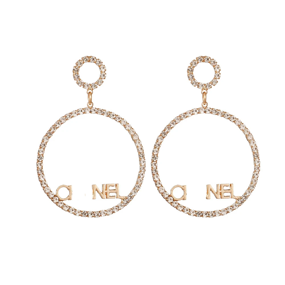 Fashion Brand Pearl Drip oil Crystal Diamond Big Circle Letter Earrings For Women Jewelry
Fashion Brand Pearl Drip oil Crystal Diamond Big Circle Letter Earrings For Women Jewelry