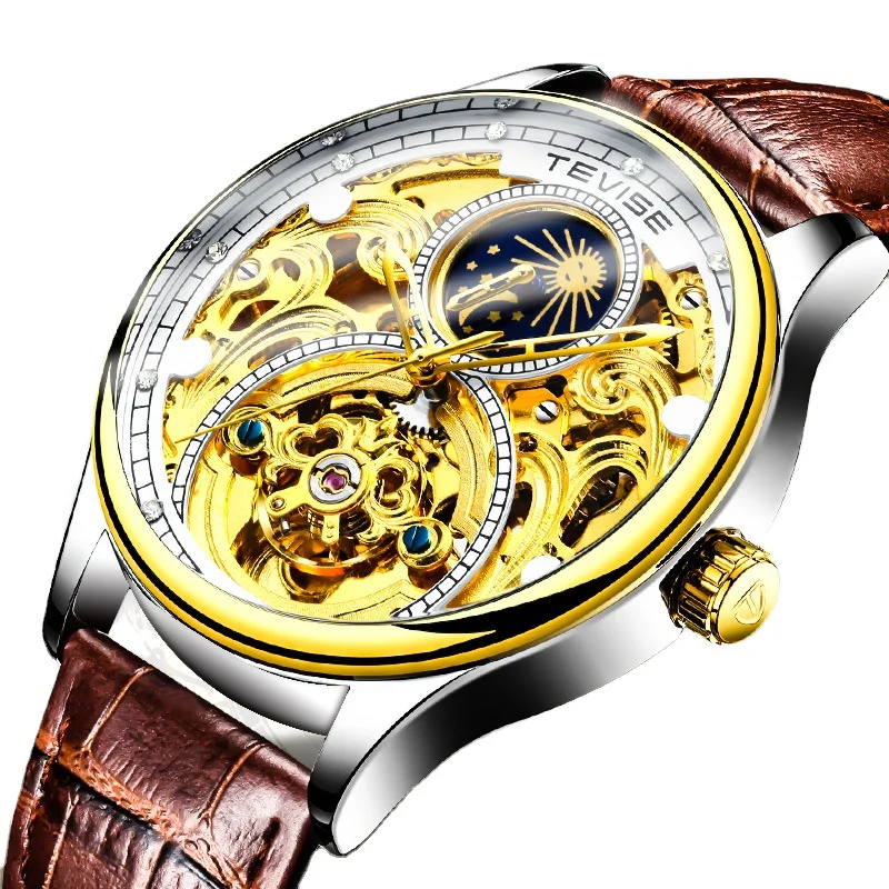 Tevise T820A Factory Original Men Mechanical Watch Business Meeting Automatic Watches Man Genuine Leather Strap Watch Clock, 4-colors
Tevise T820A Factory Original Men Mechanical Watch Business Meeting Automatic Watches Man Genuine Leather Strap Watch Clock, 4-colors