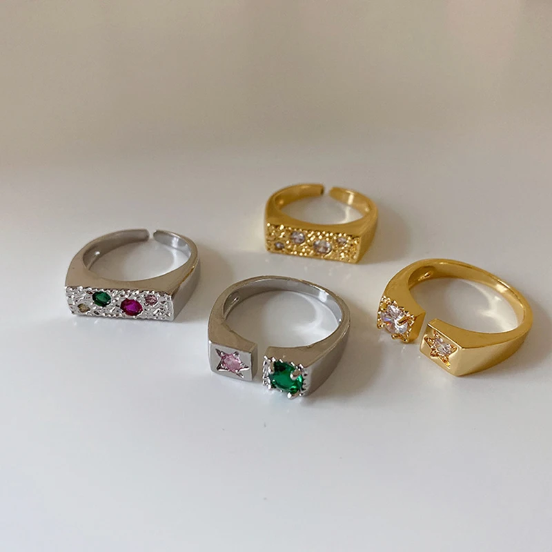 2021 New Colorful Zircon Geometric Open Rings For Women Delicate Gold Silver Color Open Finger Party Chunky Ring Jewelery Bijoux, Picture shows
2021 New Colorful Zircon Geometric Open Rings For Women Delicate Gold Silver Color Open Finger Party Chunky Ring Jewelery Bijoux, Picture shows