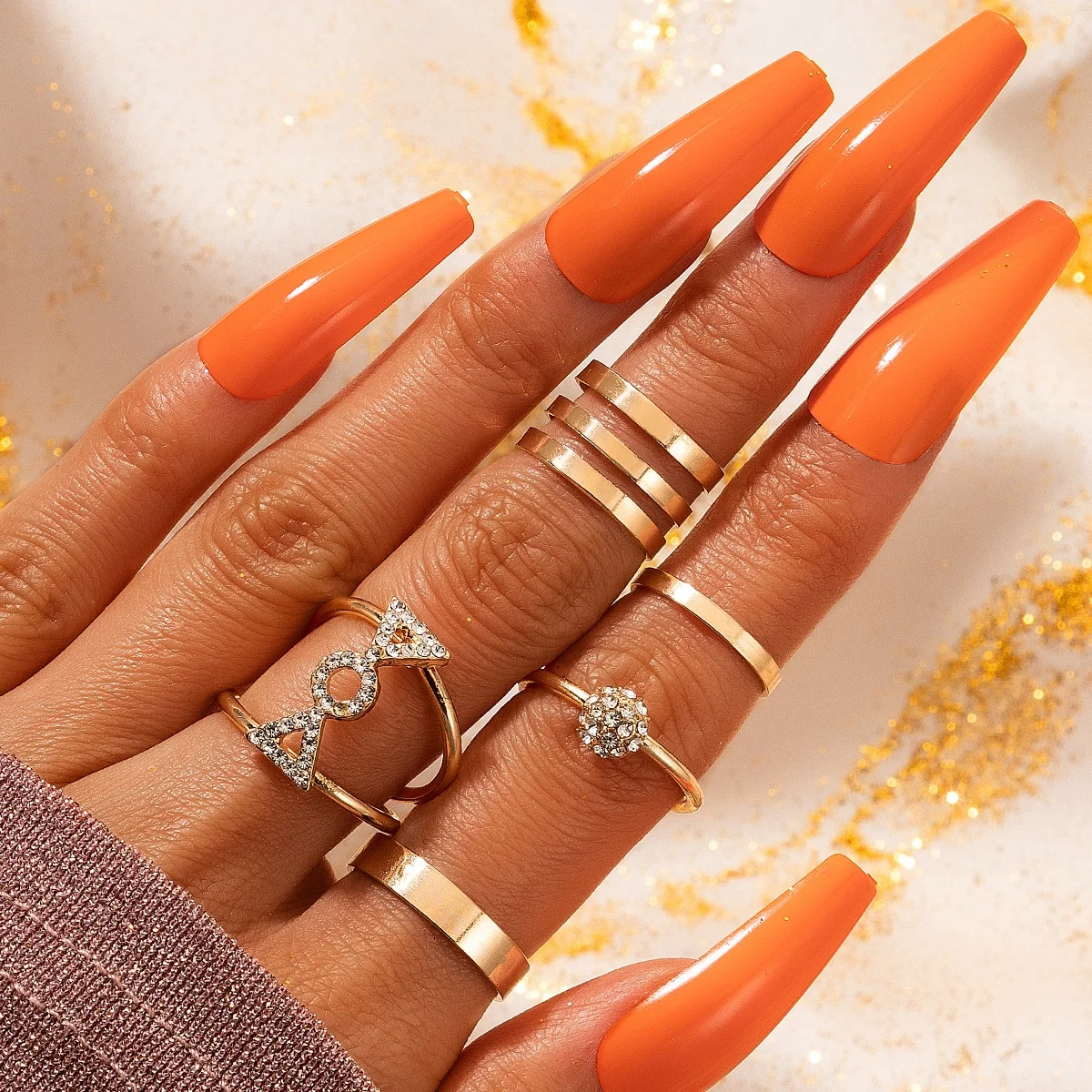 Fashionable individual character tide sets diamond 5 sets rings combination, Picture
Fashionable individual character tide sets diamond 5 sets rings combination, Picture