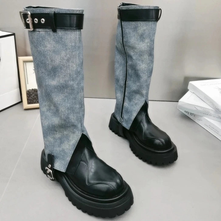 Dropshipping Custom Logo Denim Boots Women Shoes Genuine Leather Mid-Calf Platform Boots for Ladies
Dropshipping Custom Logo Denim Boots Women Shoes Genuine Leather Mid-Calf Platform Boots for Ladies