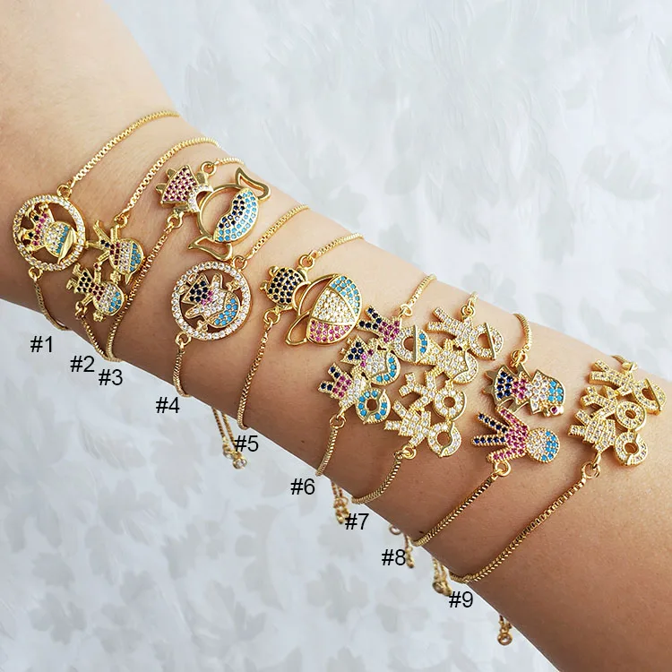 BC1262 Fashion Gold plated Brass CZ Micro Pave wrist children adjustable bracelet boys and girls charm kids chain bracelet, Gold color
BC1262 Fashion Gold plated Brass CZ Micro Pave wrist children adjustable bracelet boys and girls charm kids chain bracelet, Gold color