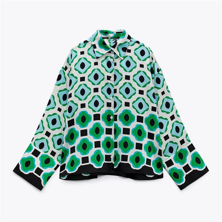 BMURHMZA2021 summer new women's geometric pattern Printed Lapel long sleeve loose shirt top, Picture color
BMURHMZA2021 summer new women's geometric pattern Printed Lapel long sleeve loose shirt top, Picture color