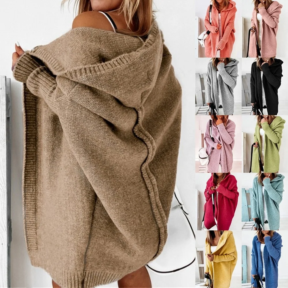 Mid-length All-match Cardigan Women Korean Fashion Loose Batwing Sleeve Sweaters Autumn New Loose Hooded Sweater Women's Jacket
Mid-length All-match Cardigan Women Korean Fashion Loose Batwing Sleeve Sweaters Autumn New Loose Hooded Sweater Women's Jacket