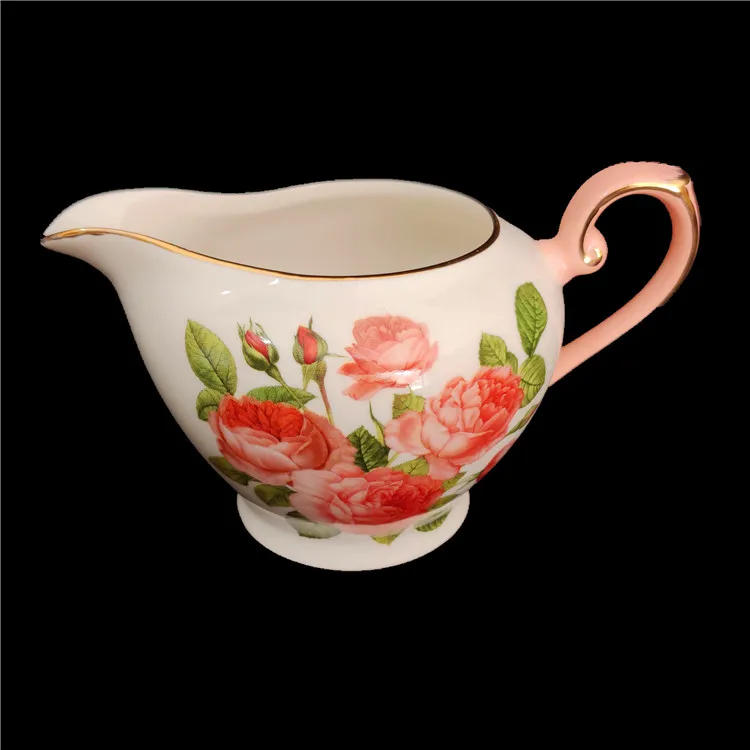 Elegant coffee ware 17 pieces new bone China coffee 6 cups 6 saucers tea pot pink ceramic tea set