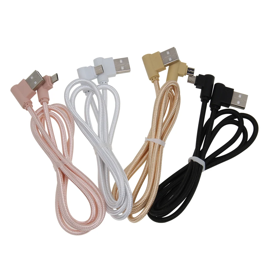 Short Micro USB Data Cable 25cm Nylon 90 Degree Elbow Wire Fast Charging for Samsung S7 Edge Xiaomi LG Android Smartphone - ANKUX.COM