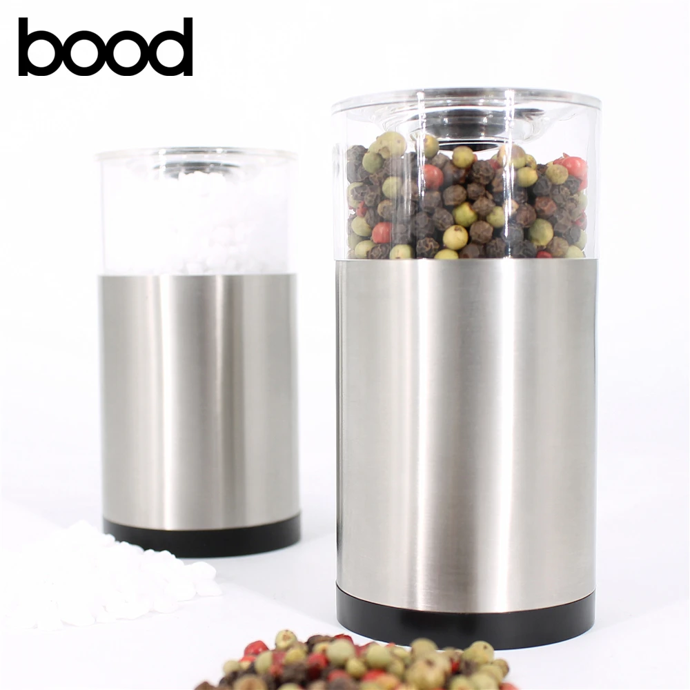 manual salt and pepper mill pepper grinder with acrylic spice container and stainless steel body
manual salt and pepper mill pepper grinder with acrylic spice container and stainless steel body