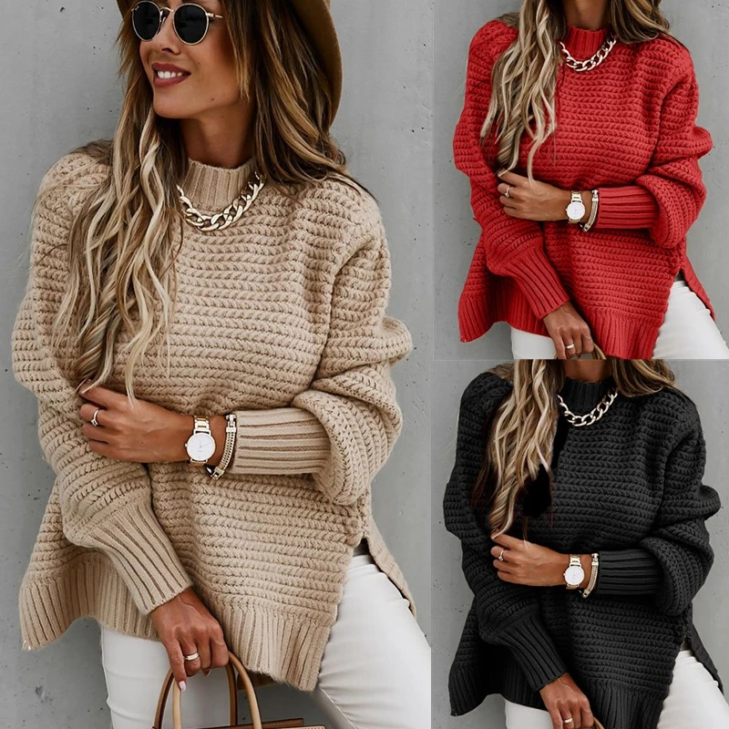 2021 winter hot selling women pullover top half turtleneck solid color long sleeve women knit sweater for street wear
2021 winter hot selling women pullover top half turtleneck solid color long sleeve women knit sweater for street wear