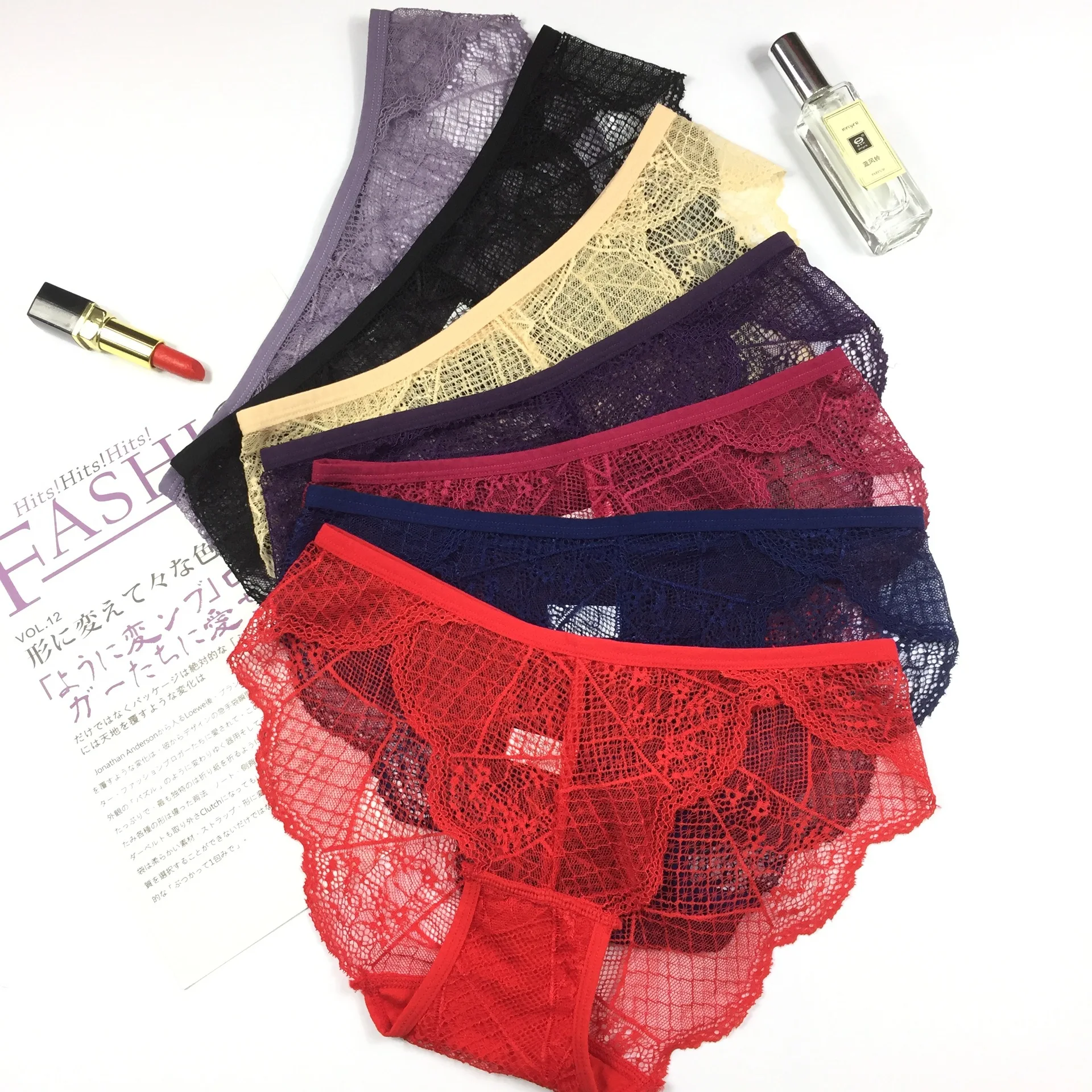 Women's panties Lace mesh comfortable breathable Modal bottom crotch low waist transparent hip cover panties, 7 colors
Women's panties Lace mesh comfortable breathable Modal bottom crotch low waist transparent hip cover panties, 7 colors