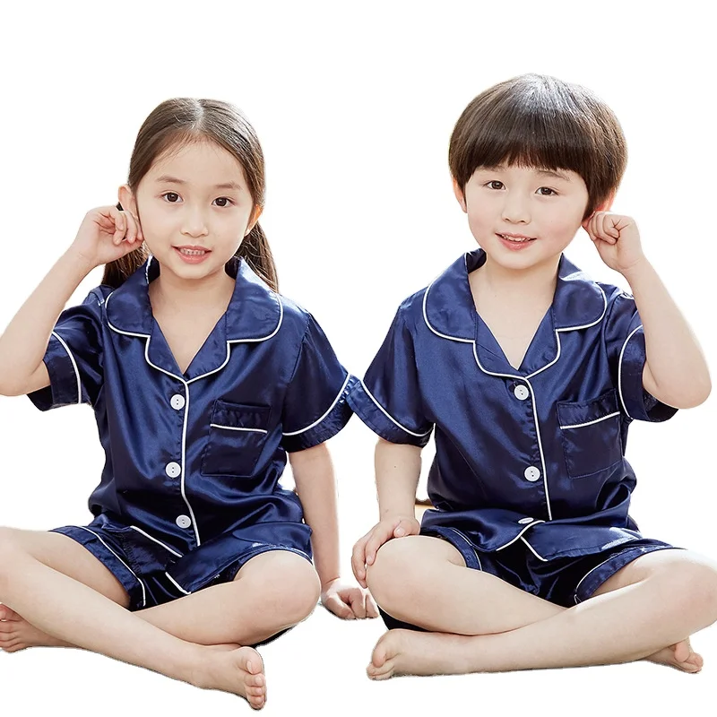 short sleeves silk boys girls pajamas children pajamas stain homewear
short sleeves silk boys girls pajamas children pajamas stain homewear