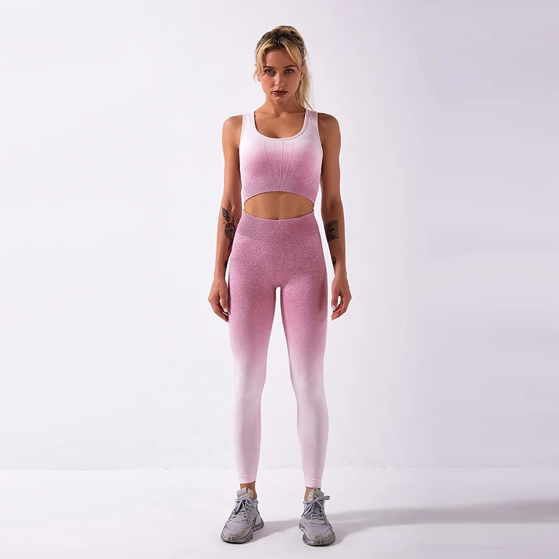 Wholesale fashion ladies sexy suit clothes gradient sleeveless crop top skinny pants women fitness two piece yoga sets, 7 colors
Wholesale fashion ladies sexy suit clothes gradient sleeveless crop top skinny pants women fitness two piece yoga sets, 7 colors