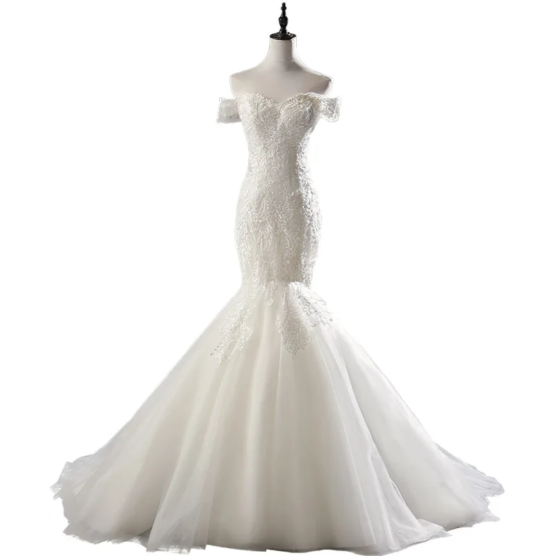 2019 New French Romantic Off the Shoulder Mermaid Wedding Dress Real Photo Plus Size Fish tail Bride Wedding Gown, Ivory lace bridal wedding dress
2019 New French Romantic Off the Shoulder Mermaid Wedding Dress Real Photo Plus Size Fish tail Bride Wedding Gown, Ivory lace bridal wedding dress